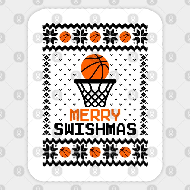 Merry Swishmas Basketball Ugly Sweater Sticker by Hobbybox